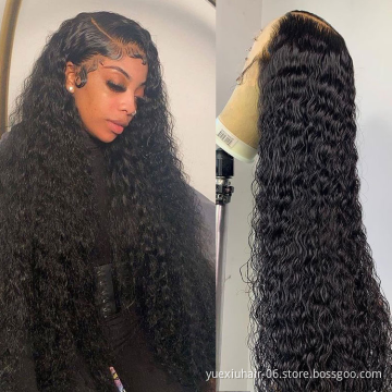 Water Wave 13x4 Transparent Lace Frontal Wig HD Full Lace Wigs Human Hair Peruvian Virgin Hair Lace Front Wigs for Black Women